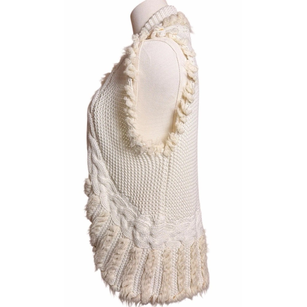 Lilly Pulitzer Sweater‎ Vest S Ivory Chunky Knit Fringe Boho Cottagecore Open - Picture 3 of 13